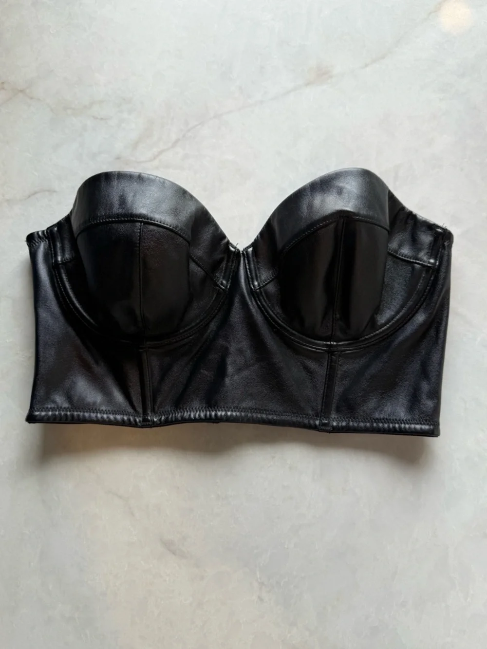 Victoria’s Secret Faux Leather Strapless Bustier - Black 36 C - Picture 1 of 5